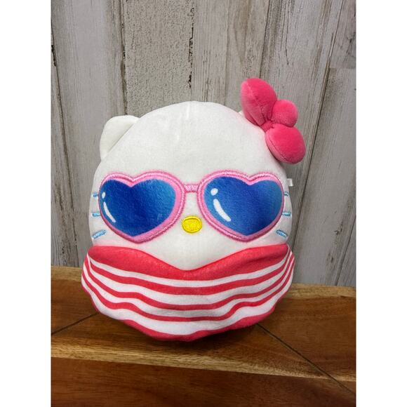 Hello Kitty Squishmallow Plush with Heart Sunglasses & Striped Suit‎ Small 8” - Picture 1 of 6